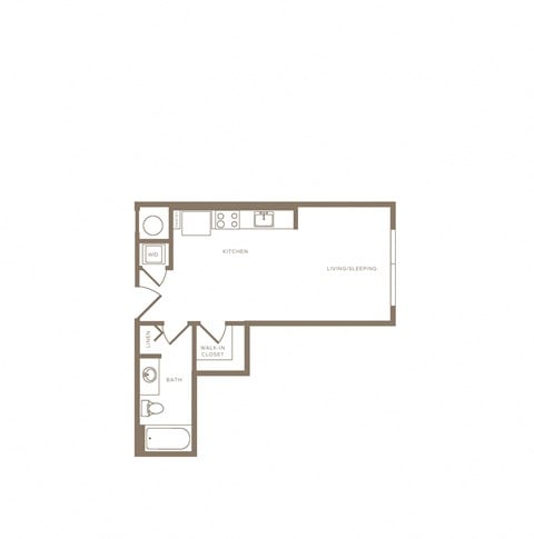 Floor plan for studio, 1 bath, 497 sqft
